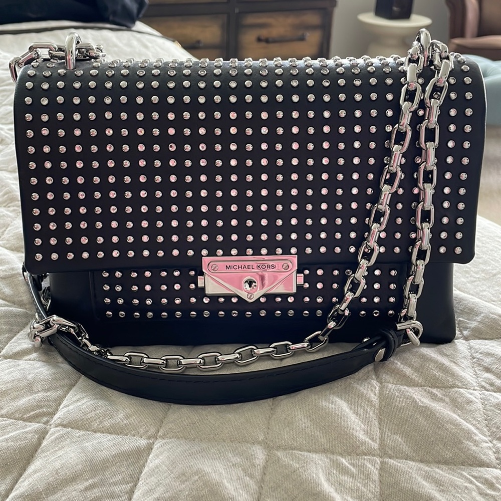 Michael Kors Studded Black Leather Purse Crossbody
